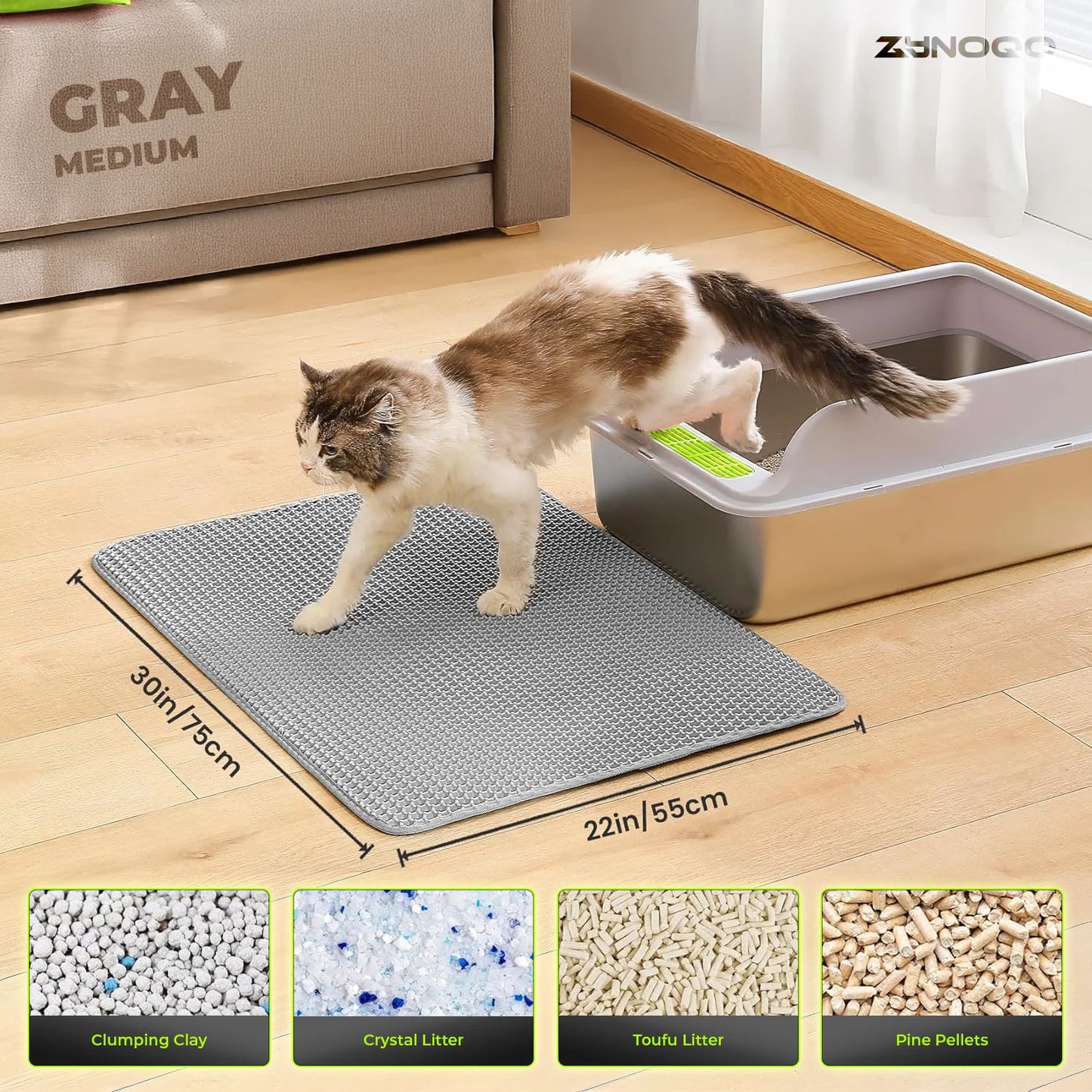ZYNOQO Cat Litter Mat – Waterproof, Scratch-Friendly, Mess-Free