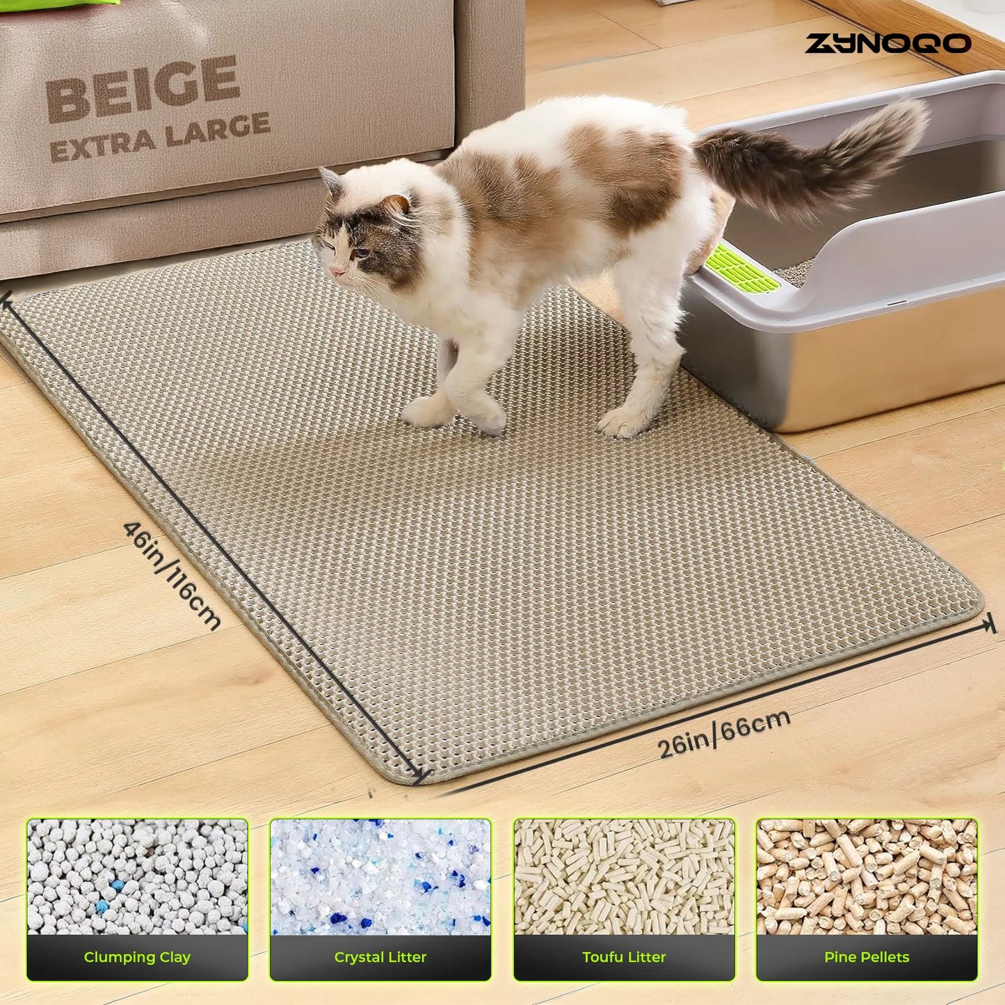ZYNOQO Cat Litter Mat – Waterproof, Scratch-Friendly, Mess-Free