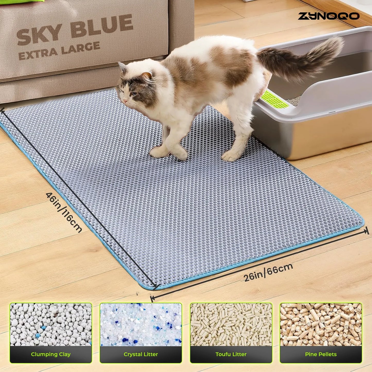 ZYNOQO Cat Litter Mat – Waterproof, Scratch-Friendly, Mess-Free