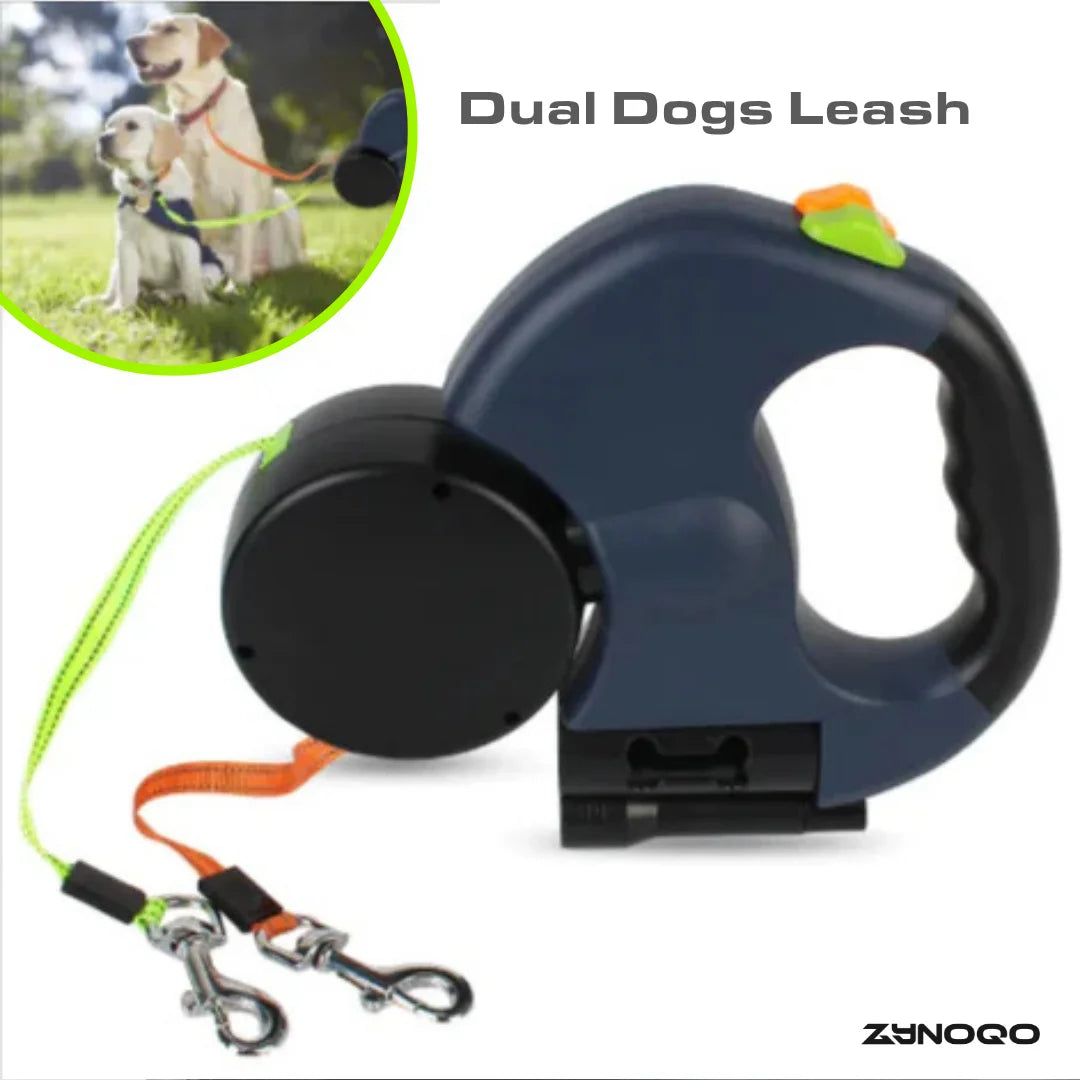 Walk 2 Dogs Tangle-Free with ZYNOQO Retractable Leash + Light