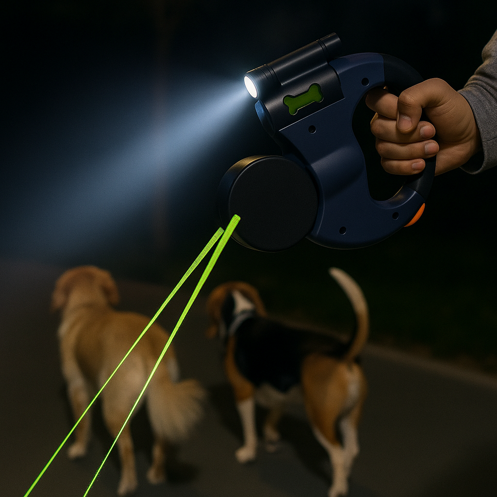 Walk 2 Dogs Tangle-Free with ZYNOQO Retractable Leash + Light