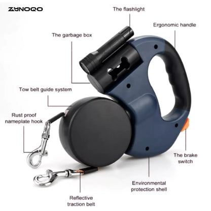 Walk 2 Dogs Tangle-Free with ZYNOQO Retractable Leash + Light